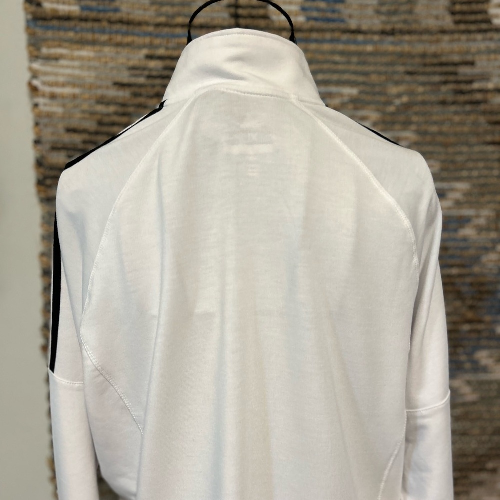 Adidas White Quarter-Zip Pullover with Black Stripes - Picture 7 of 10
